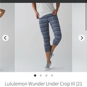 Lululemon Sapphire Blue Multi Wunder Under Crop
